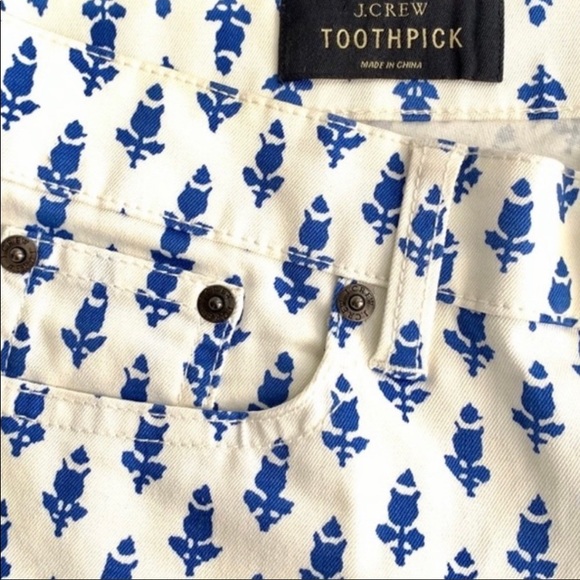 J. Crew Blue and White Toothpick Jeans NWOT - Picture 3 of 3